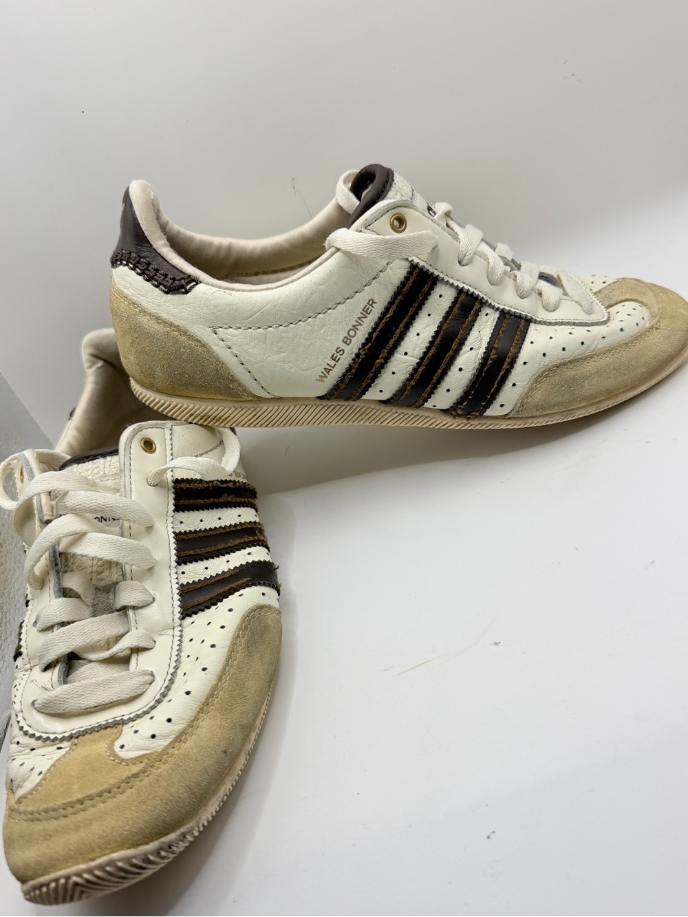 Adidas Wales Bonner Men’s Cream & Brown Suede-Trim Sneakers